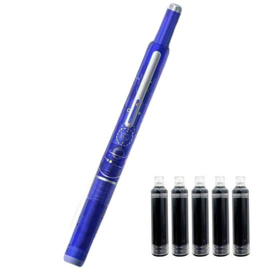 Zatahovací plnicí pero 0,38 mm Černý inkoust Jemný hrot Sada per s průhledným tělem a 5 inkoustovými náplněmi pro kaligrafii, psaní deníku, čmárání, skicování