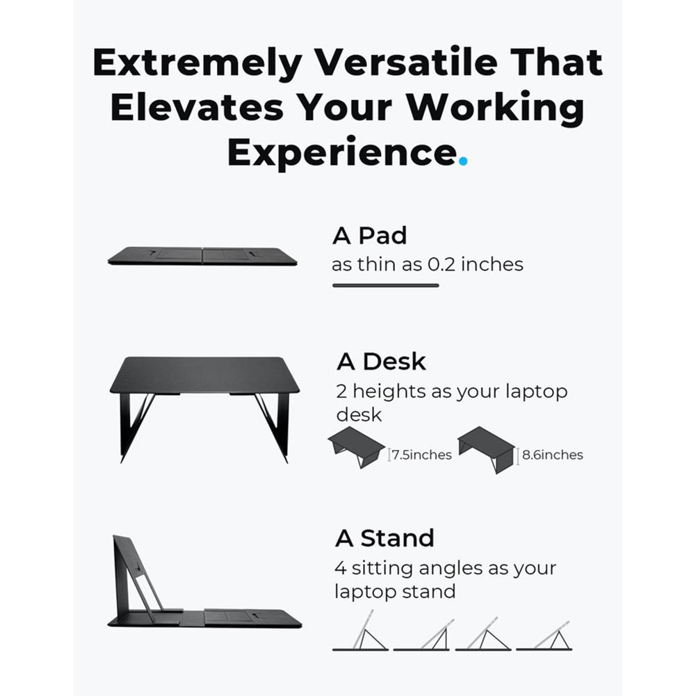 

Multifunctional Folding Computer Desk Adjustable Aluminum Laptop Desk Stand black#0