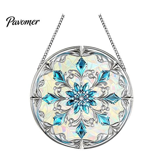 Colorful Acrylic Window Decorations Christmas 2D Hanging Ornaments, Stained Glass Style Snowman Santa Snowflake Suncatcher for Hanger with Chain,