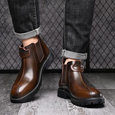 Fashion Genuine Leather Men's Boots Luxury Brand Outdoor Work Boots Italian Handmade Designer Business Men Casual Shoes Male Ankle Shoes
