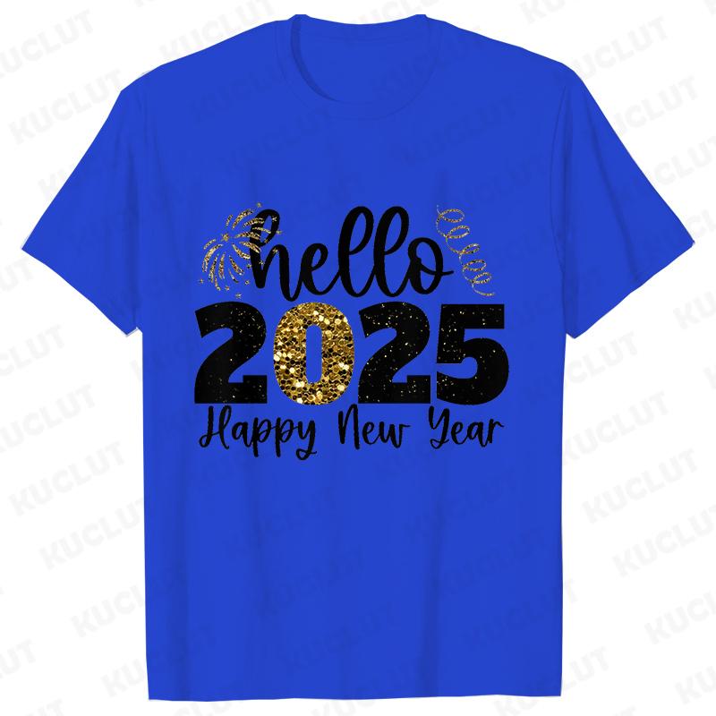 Happy New Year Shirt Please Wait 2025 Loading T-shirts Short Sleeve O-neck T-shirts Fashion Casual Tshirts Short Sleeve Tees