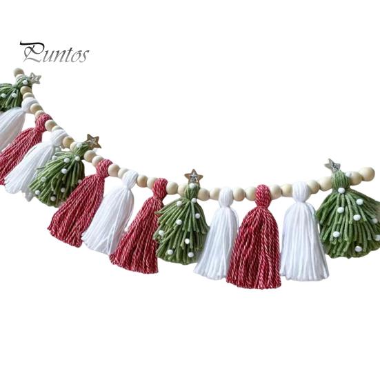 

Баннер с кисточками в стиле бохо, 6 футов, рождественская гирлянда с кисточками и деревянными бусинами, настенный декор, баннер с кисточками для праздничной вечеринки, свадебной фотографии, украшения B