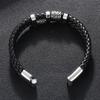 Viking Norse Runes Amulet Double-Layer Stainless Steel Men's Leather Bracelet Norse Mythology Jewelry