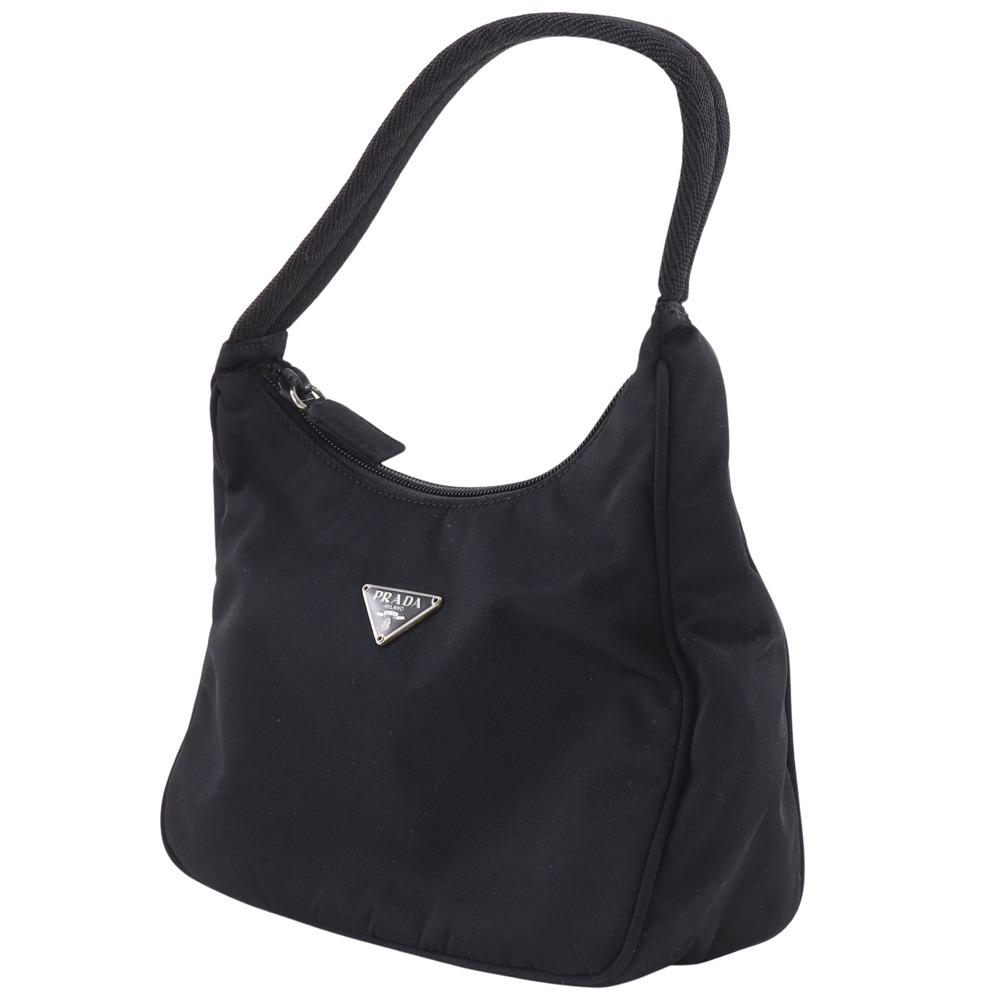 Prada Hobo Schultertasche MV515 Mini Handtasche schwarz Nylon Damen Gebraucht