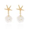 Starfish Imitation Pearl Shell Pendant Earrings Summer Beach Vacation Style Women Fashion Accessory Holiday Gift