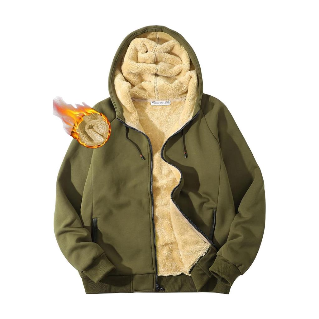 Ghassy Co.. Men's Ultra Thermal Sherpa Lined Hooded Winter Sweatshirt With Zipper Pocket