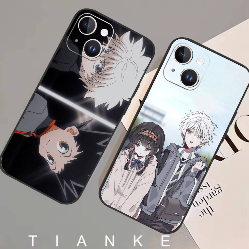 F-Killua Zoldyck H-Hunter X Hunter Phone Case For iPhone17,16,15,14,13,12 Plus,Max Soft Silicone Black Cover