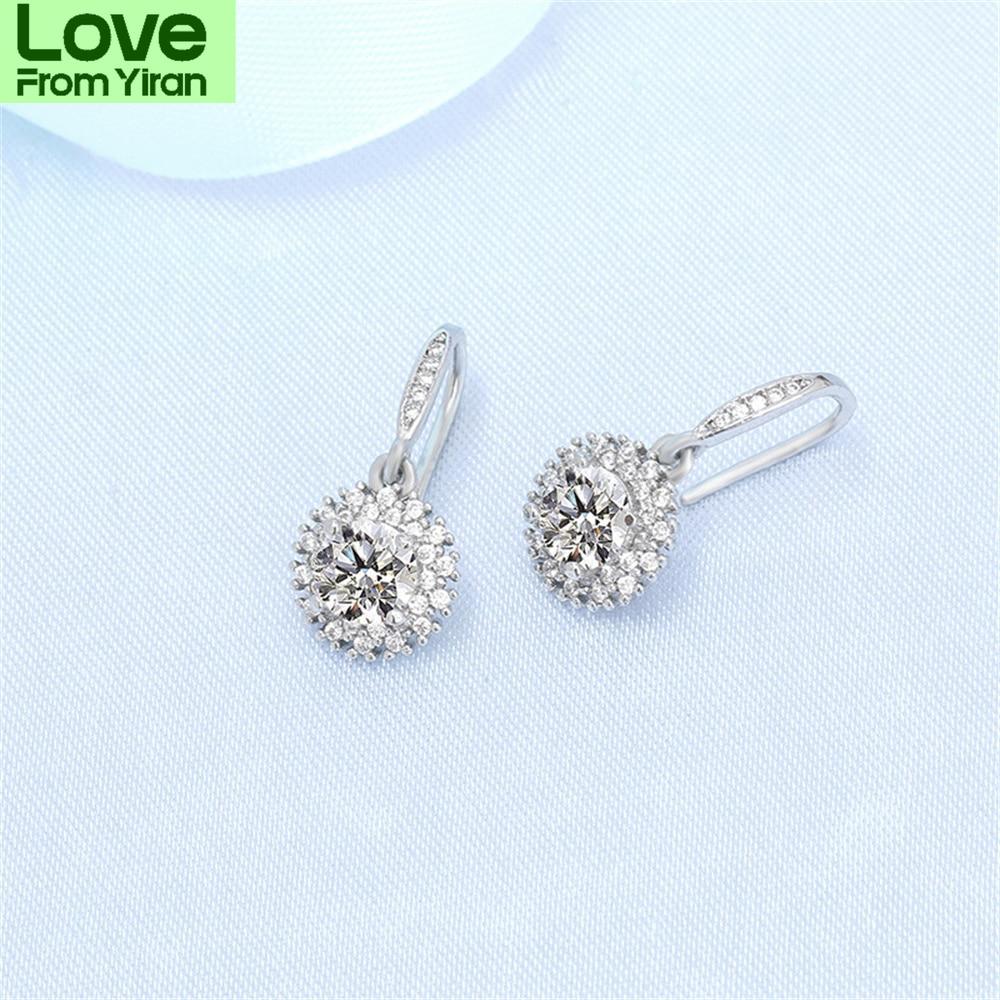 New Women Earring Pendant Fashion 925 Silver Diamond -Studded Gypsophila Ear Studs Piercing Hoops Earrings Jewelry Festival Gift