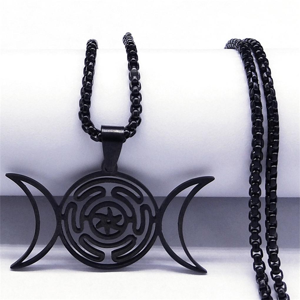 Triple Moon Hecate Necklace For Witches Symbol Witches Knot Necklace Wheel Symbol Necklace