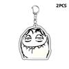 2Pcs Funny Troll Face Keychain Acrylic Comic Pendant Key Chain Car Key Ring Creative Backpack Decoration Accessories Fans Gifts