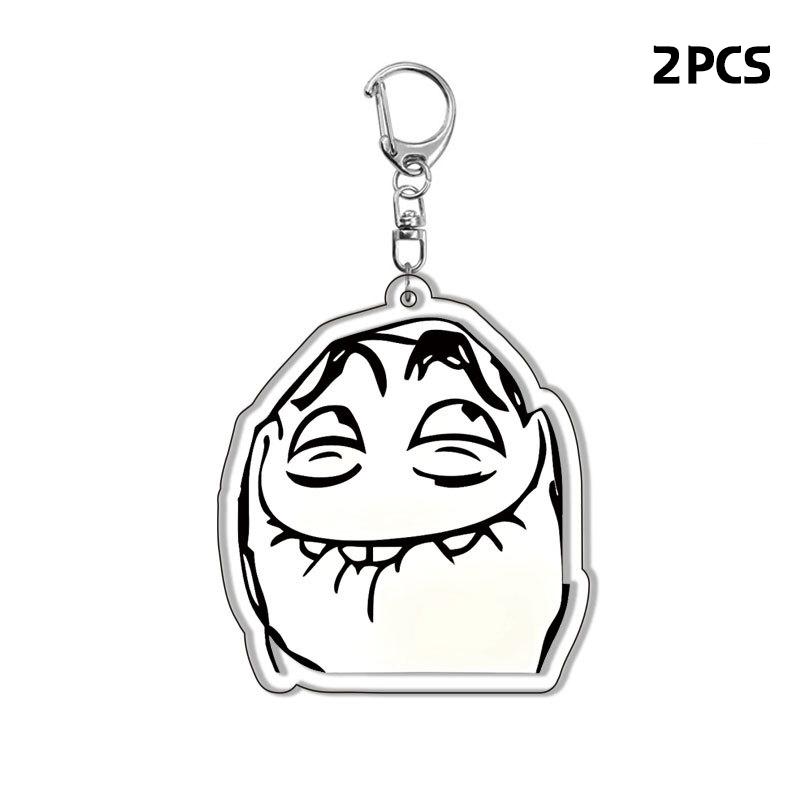 

2 шт. забавный брелок в виде лица тролля, акриловый брелок в виде комикса, брелок для ключей от машины, креативный рюкзак, украшения, аксессуары, подарки для фанатов