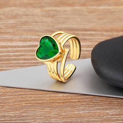 Nidin Romantic Heart Shape Open Rings for Women Zircon Crystal Jewelry Adjustable Fashion Wedding Party Accessories Gifts