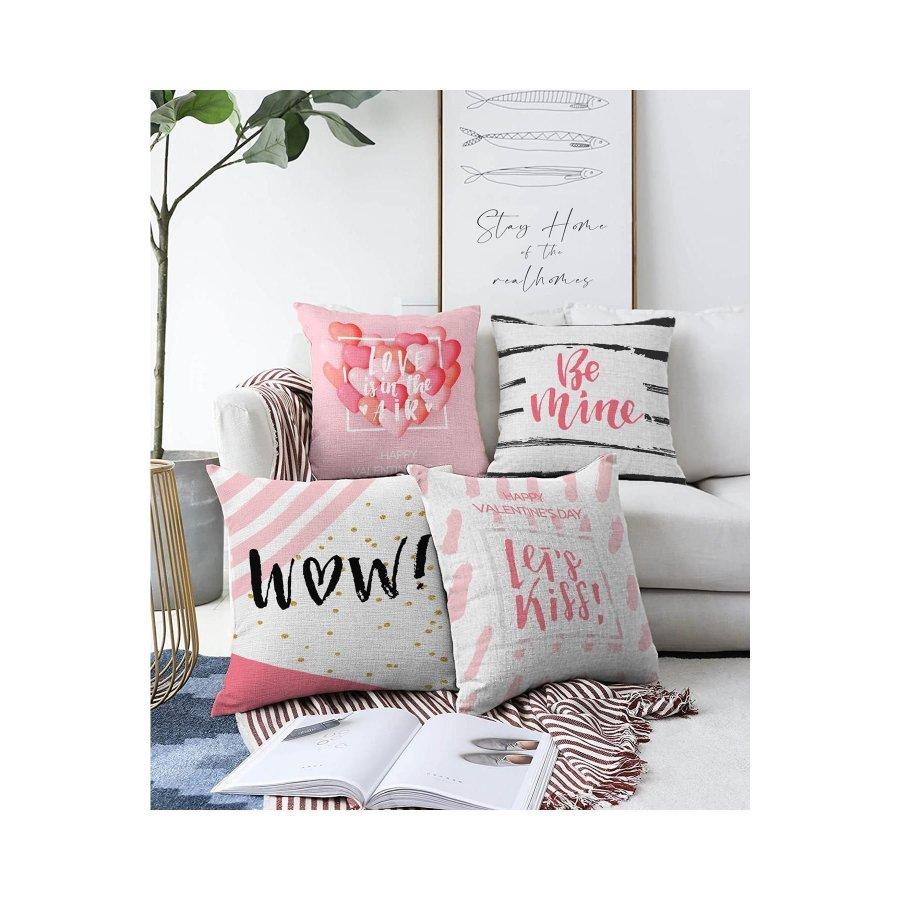 4-teiliges doppelseitig bedrucktes Kissenbezug-Set „Valentine's Day Concept“.