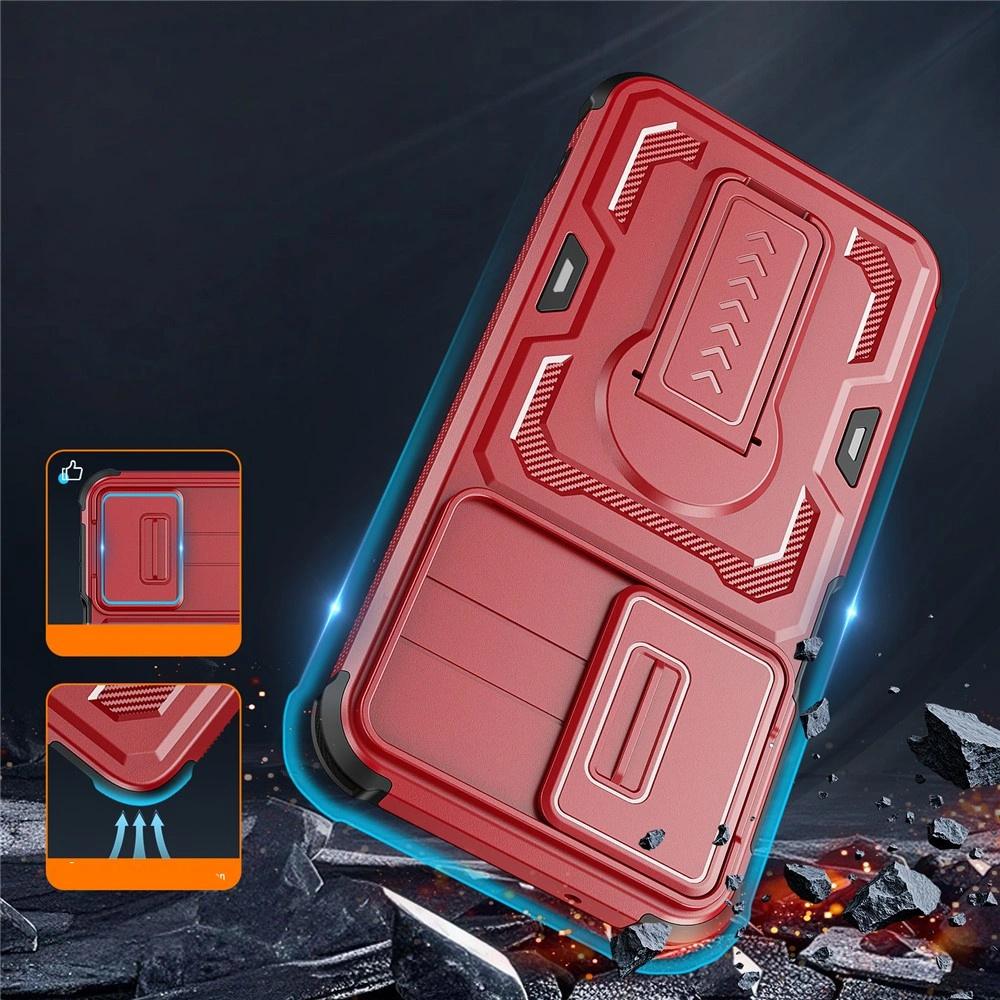 Armored case for Samsung Galaxy A27 5G, with camera shutter, red