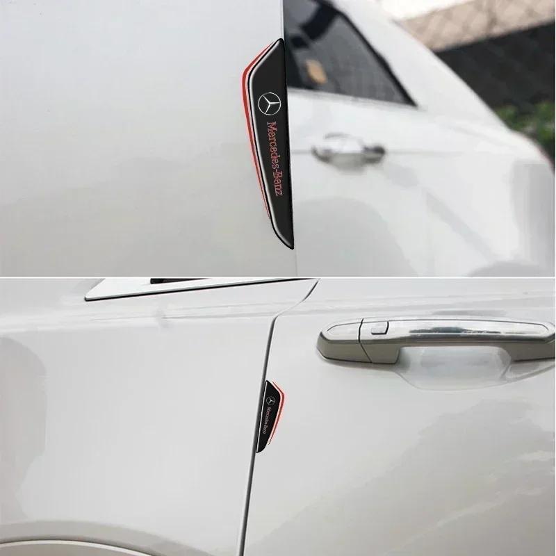 TVE4  4pcs for Mercedes Benz C180 C200 C260 Car Door Anti-collision Protector Bar Stickers Side Edge Rear View Mirror Protection Strip