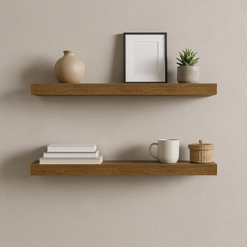Półka Ciemny Brąz Zestaw 2 Sztuki Na Ścianę Do Salonu Begryf 60X20X3,8