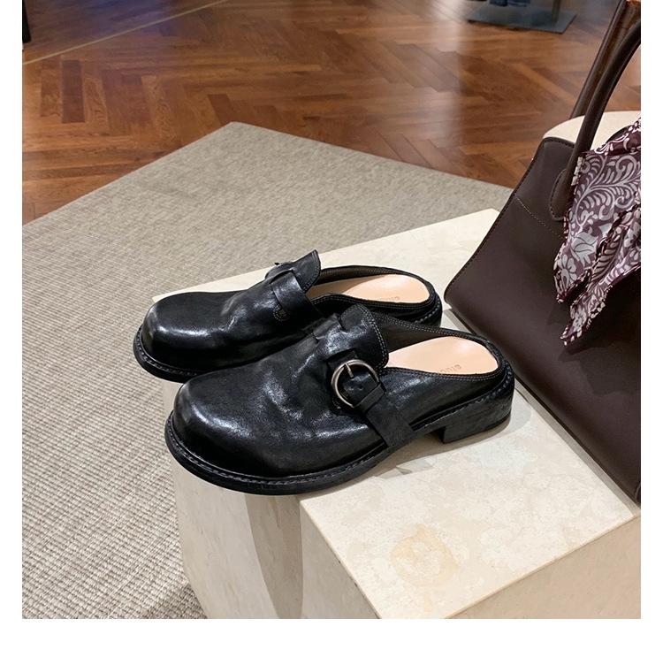 Весенне-осенние новые удобные четырехсезонные туфли на плоской подошве женские на платформе нескользящие одинарные туфли женские повседневные черные кожаные большого размера коровья кожа 34
