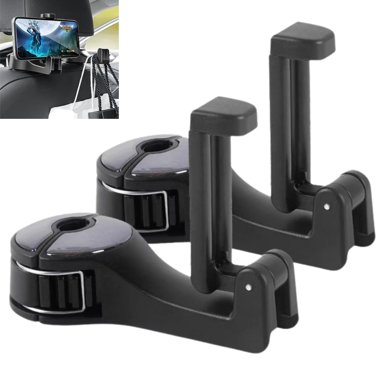 

Крючок для автомобильного сиденья GeneX, Крючок на подголовник, Набор из 2 штук, Крючок для багажа в автомобиль, 360 градусов