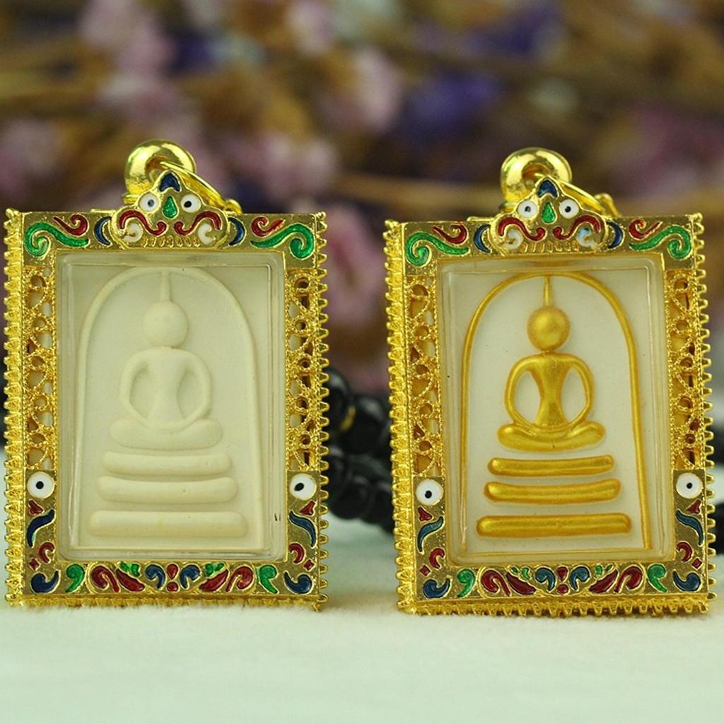 Phra Somdej Buddha Thai Amulett Halsband Hänge Retro Vintage Skyddande Charm Talisman Kraftfull Rikedom Framgång Hälsa Lycka Smycken Thailand Reproduktion