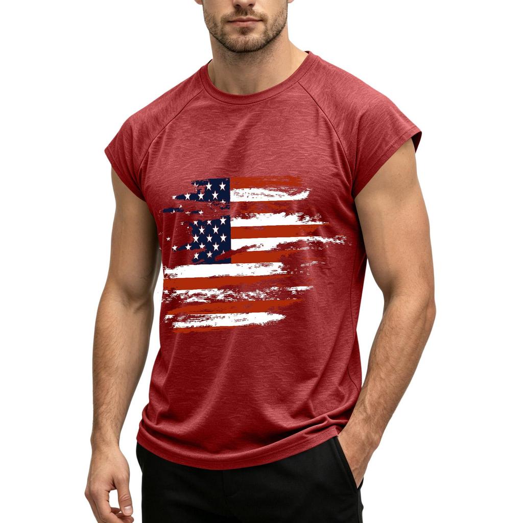 Men's Sleeveless Athletic Tank Top American Flag Graphic Print Muscle Fit Casual Workout Shirt for Summer