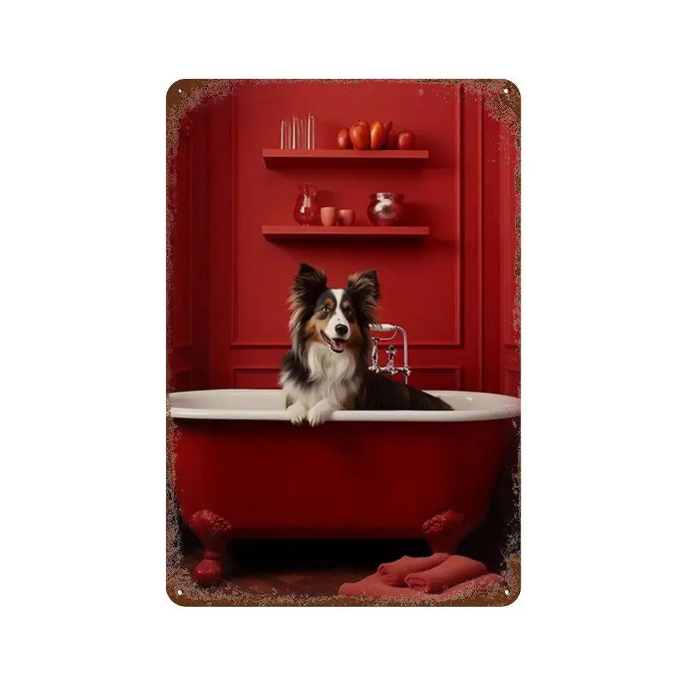 Funny Animal Posters Metal Tin Sign Plaque Dog Monkey Reading Newspapers Decorative Plates For Toilet Bathroom Wall Art Decor