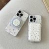 Korean Ins Flower Magnetic Stand Phone Case For iPhone 16 Pro 15 14 13 Pro Max Cover with Magsafe Card Holder Cute Cases Funda