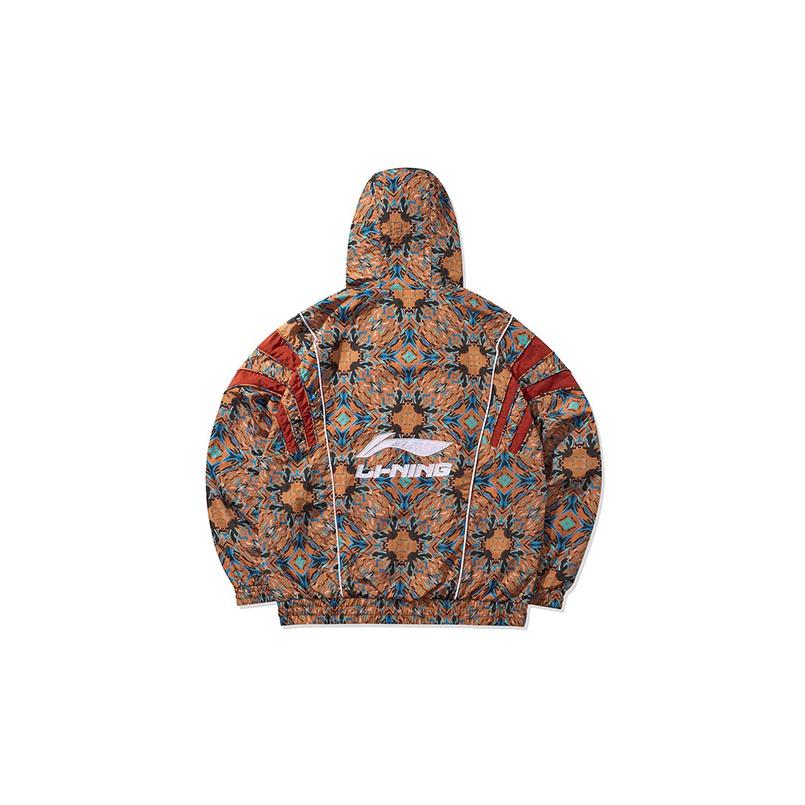 Li Ning Paris Fashion Week Casual Loose Sports Hooded Windbreaker Jacket Dunhuang Print Men Jackets AFDQ277-3