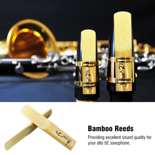 10pcs/Set Lade Alto Saxophone Reeds, 2.5" Bamboo Reeds for bE Alto Saxophone, Replacement Accessories, with Storage Case