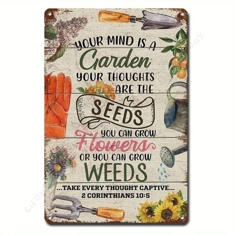 My Garden Tin Sign, Metal Wall Decor 20x30cm