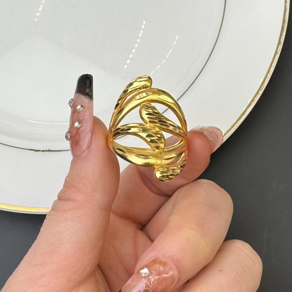 24K Gold Plated Adjustable Brass Ring - Personalized High-End Design