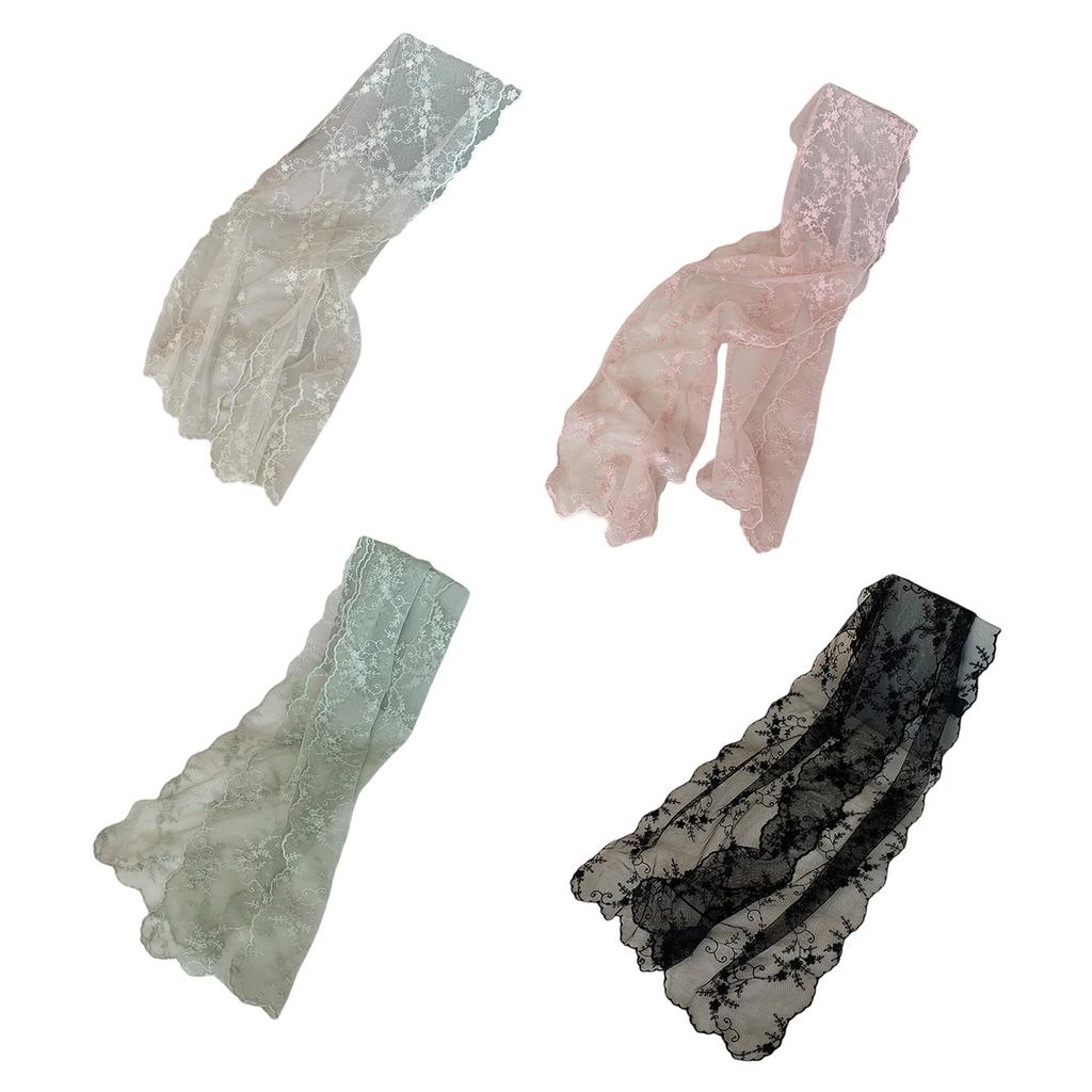 Elegant Lace Scarf With Flower Pattern Designs French Styles Shawl Wrap Hairband For Daily Wear Spring Hair Decoration