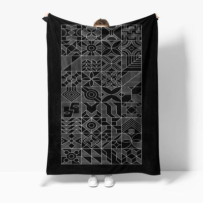 Abstrakter Geometrischer Print Fleece Decke Überwurf Weich Warm Dekorativ Sofa Bett Abdeckung Geschenk