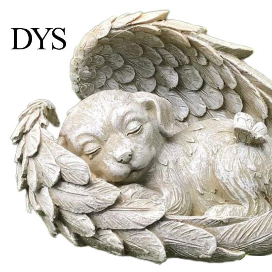 Decorative Display Mold Sleeping Dog Angel Wing Design Exquisite Statue Resin Garden Home Ornament Accessories for Decor Model