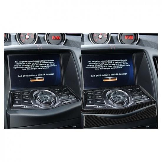 Carbon Fiber GPS Navigation Control Panel Cover Trim For Nissan 370Z 2009-