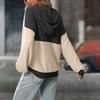 Women's Fashion Color Blocked Long Sleeved Button Hoodie Top