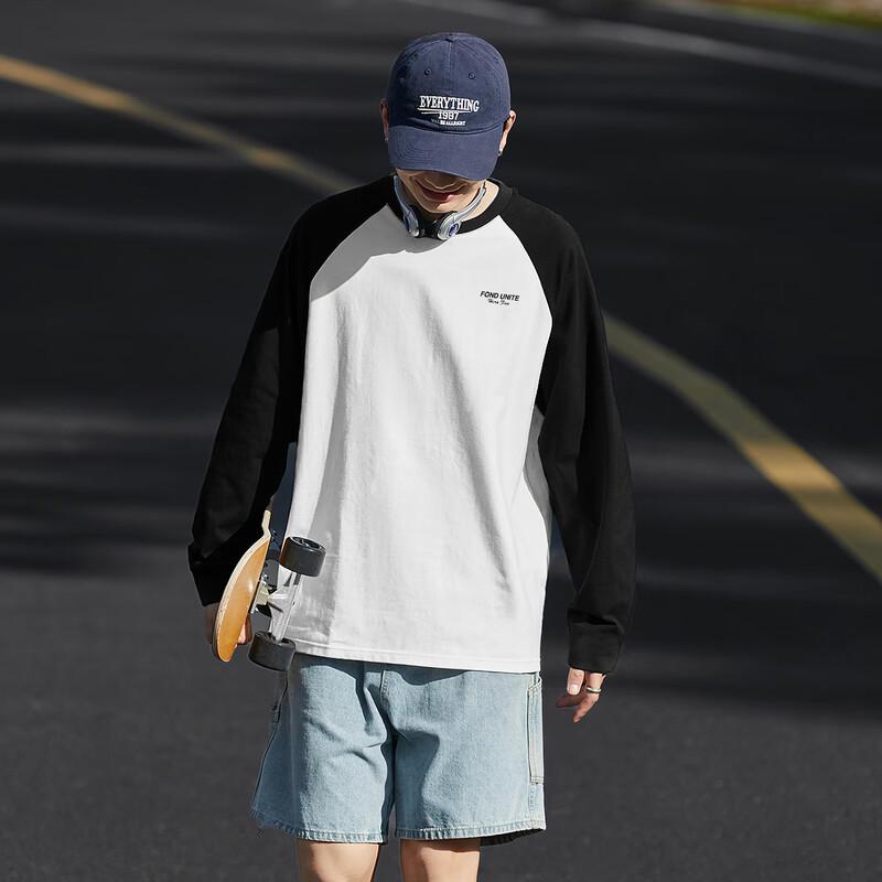 TonLion Men s Raglan Long Sleeve T-Shirt with Chest Print XL