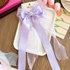 Spring Hairpin Long Ribbon Mesh Yarn Satin Bowknot Decor Back Head Hair Clip Bright Color Versatile Themed Hair Accessory