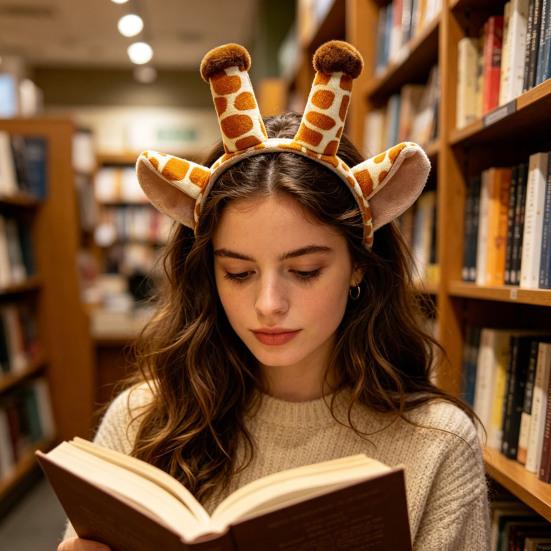 Headband Anti-Slip Soft Plush Fabric Cartoon Sika Deer 3D Ears Design Headband Face Washing Makeup Hair Hoop Hair Accessory