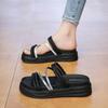 CRLAYDK Sandals for Women Platform Shoes Summer Comfortable Dressy Ladies Strap Rhinestone Slides Leather Beach Casual Slippers