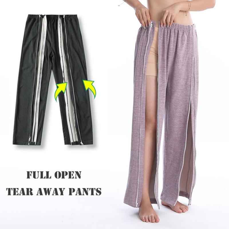 Women's Full-Open Zipper Patient Care Pants Postoperative Easy-On/Easy-Off Care Pants