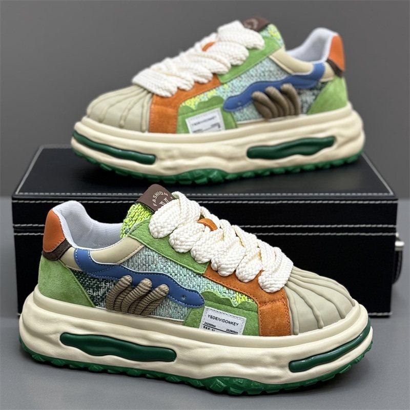 Shell head autumn new thick baseplate shoes color matching casual trendy shoes wear-resistant dad shoes dl