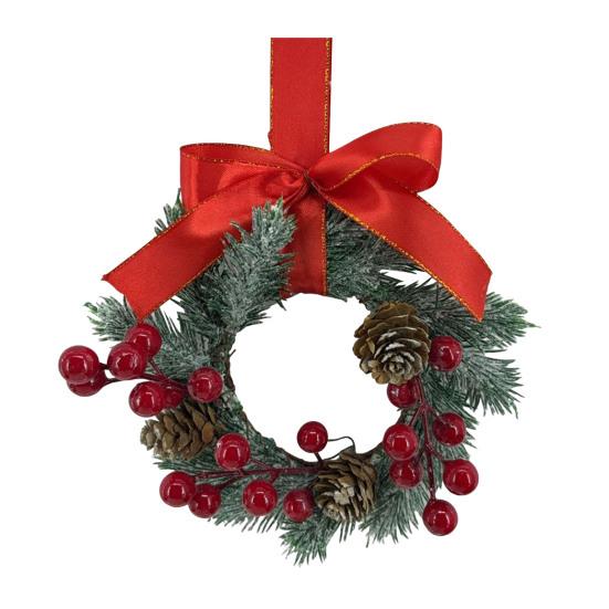 Christmas Cabinet Wreath Pine Needles Berries Pine Cones Decor Kitchen Shelves Indoor Outdoor Garland