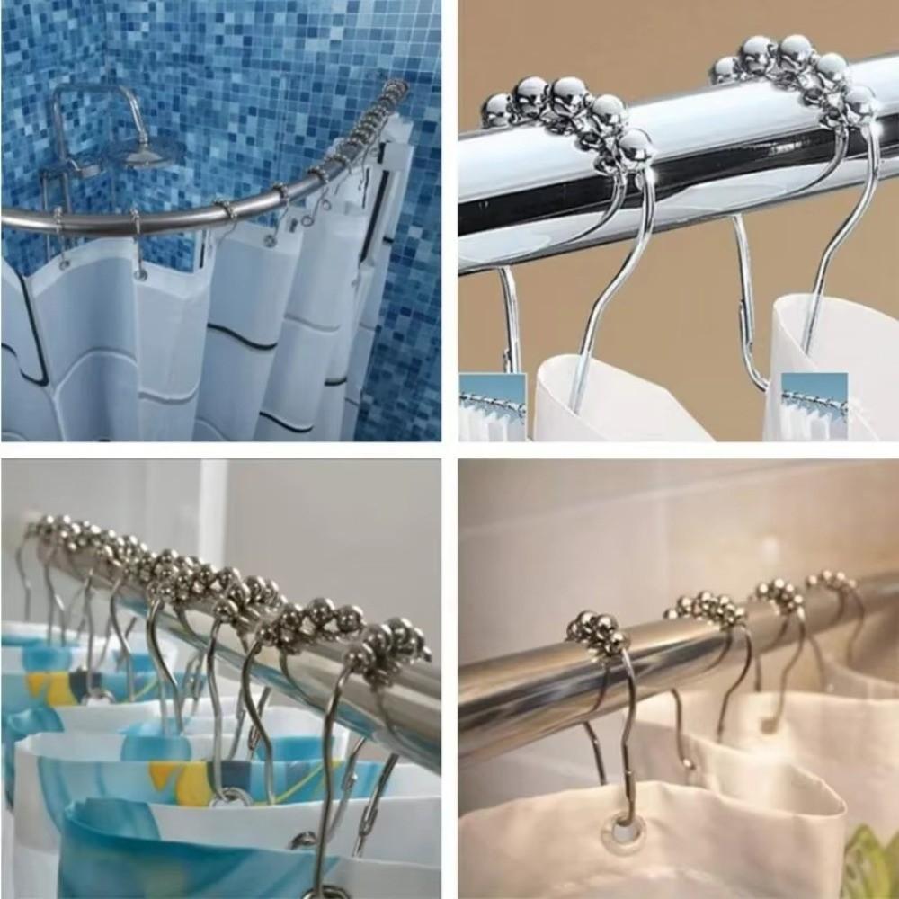 12pcs Rust Resistant Hanging Rings Hanging Design Curtain Buckles Versatile Curtain Hooks Bathroom
