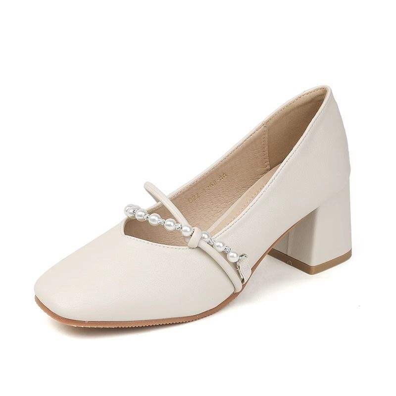 

Fairy style Mary Jane shoes winter velvet 2025 new Internet celebrity high heels women s thick heel fluffy single shoes with skirt 40