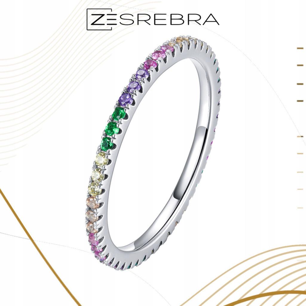 Ring With Colorful Cubic Zirconias S925 Crystals