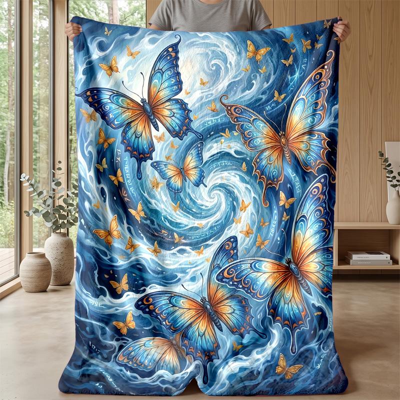 Butterflies in Heart Light blanket Personalized Name Flannel Blanket Soft Cozy Plush Throw for Sofa Bed Lightweight Home Decor