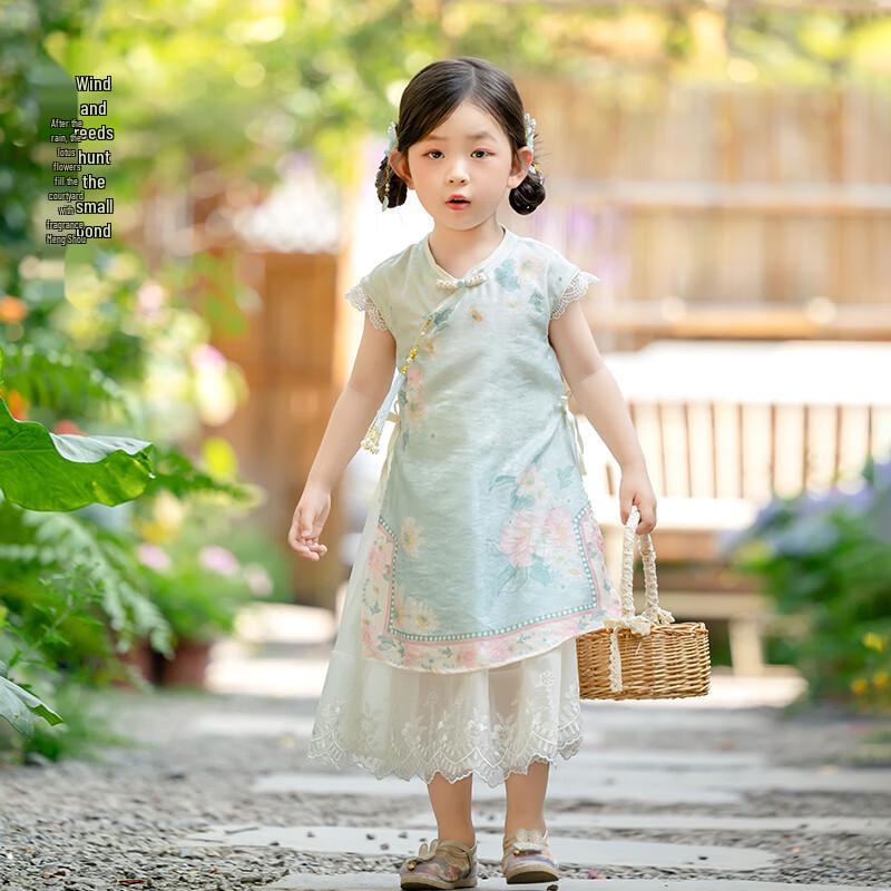 Meng Hu 'Little Ice Berry' Girls' Short Sleeve New Chinese Style Hanfu Dress