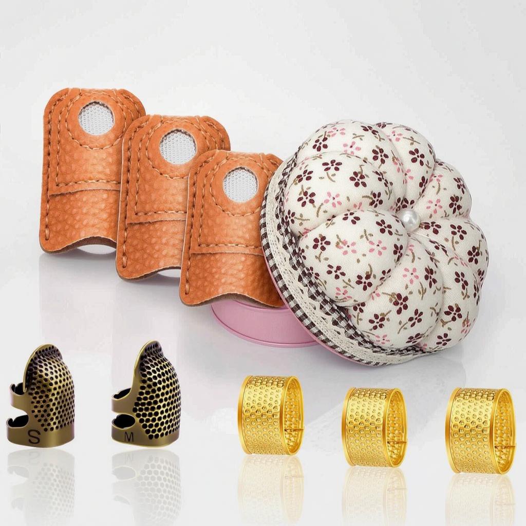 Floral Pattern Cloth Pincushion Pin Cushion Pillow DIY Craft Style 8 Pieces Thimble Assortment