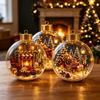 3D Transparent Christmas Ornament With Internal Light Scene Acrylic Hanging Decor Tree Home Party
