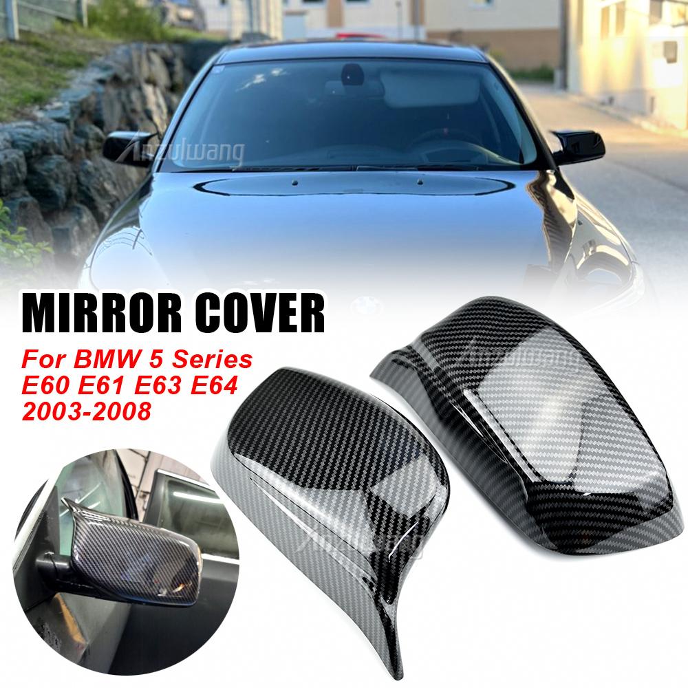 Rearview Mirror Cover Cap Carbon Fiber / Black for BMW 5 Series E60 E61 E63 E64 2004-2008 520i 525i 528i 528xi
